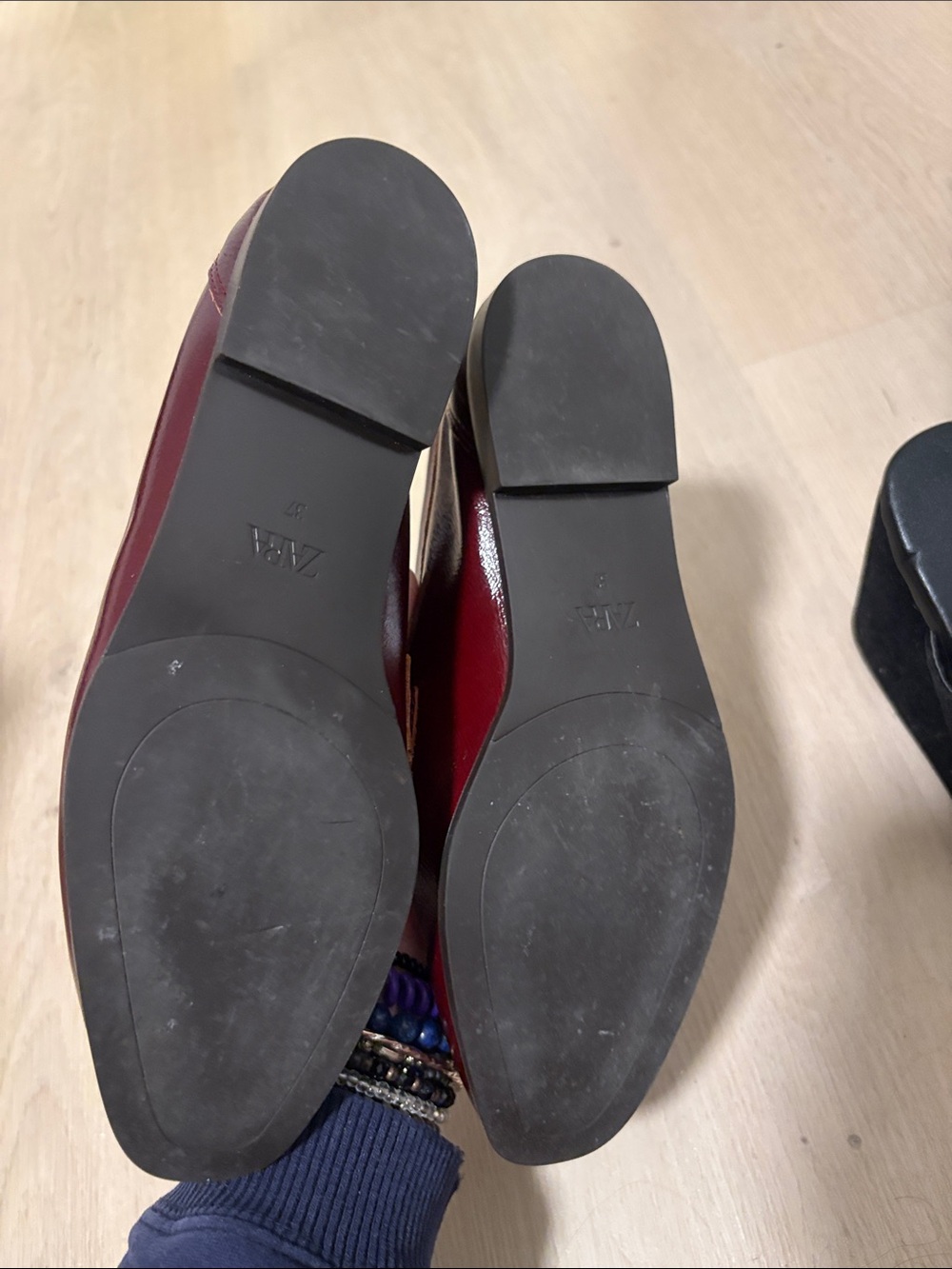 Zara Women's Penny Loafers in Burgundy - Picture 3 of 3